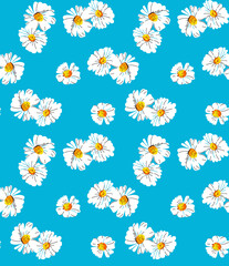 Bright seamless pattern flowers drawn on paper paints.Stylish print for textile design and decoration.