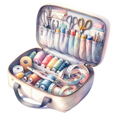 Bag for sewing supplies watercolor transparent background