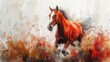 The abstract oil painting of a nostalgic horse is hand painted
