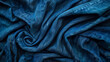Close-up of a rippled blue denim fabric