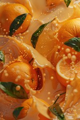 Poster - Fresh oranges being dropped into a clear water bowl, perfect for food and health concepts