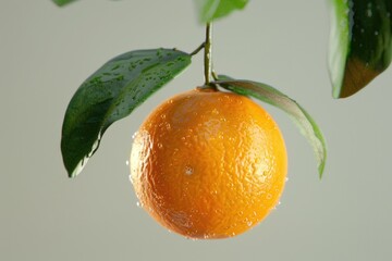 Poster - Fresh orange fruit with water droplets, ideal for food and beverage industry