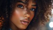 Close up portrait of a woman with curly hair. Perfect for beauty and fashion concepts