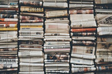 Aufkleber - Pile of newspapers, suitable for news and media concepts