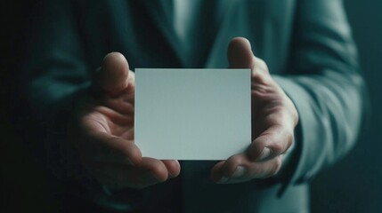 Aufkleber - Businessman holding blank white card, suitable for business presentations