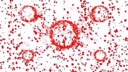 Poster - Rings with raising dots around them. Design. Colorful round shapes all over the screen.