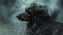 Black Dog With Long Fur