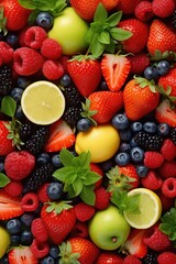Aufkleber - A close up image of a bunch of fruits. Suitable for food and healthy lifestyle concepts
