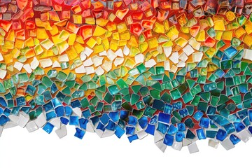 Poster - Vibrant multicolored wall against a clean white backdrop. Ideal for adding a pop of color to any design project