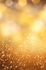 Poster - A shimmering gold background with soft bokeh lights. Perfect for adding a touch of elegance to your designs