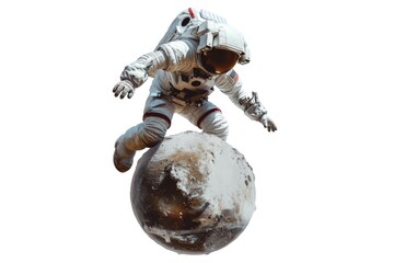 Aufkleber - An astronaut in a spacesuit flying over the earth. Suitable for science and technology concepts