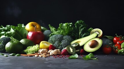 Poster - Fresh assortment of fruits and vegetables, perfect for healthy lifestyle concepts