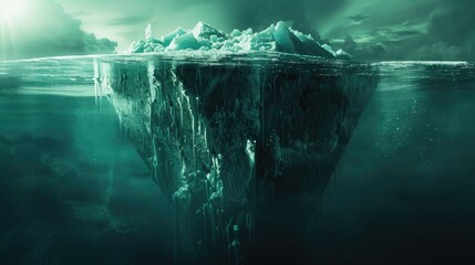 Poster - An iceberg floating in the vast ocean, suitable for environmental and climate change concepts