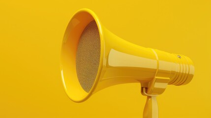 Poster - Yellow megaphone on yellow background. Suitable for announcements and communication concepts