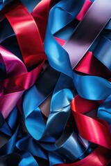 Poster - Close up of various colored ribbons, great for adding a pop of color to any project