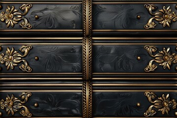 Aufkleber - Detailed close up of a black and gold dresser, perfect for interior design projects