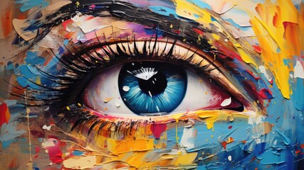Poster - Detailed close-up of a painted eye, suitable for various artistic projects