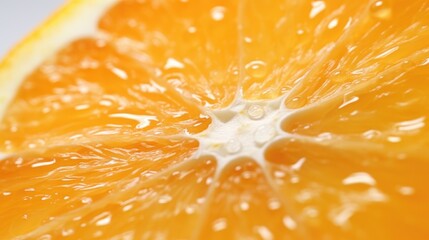 Poster - Fresh orange slice with glistening water droplets, perfect for health and wellness concepts