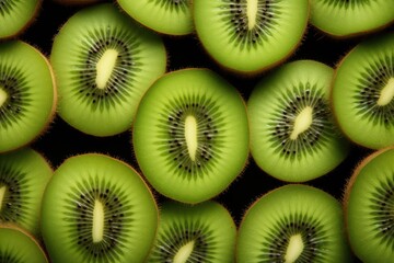 Poster - Fresh kiwi fruit sliced in half, perfect for food and nutrition concepts