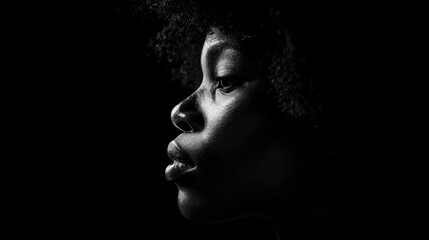 Canvas Print - Close-up portrait of a woman's face in monochrome. Suitable for beauty and skincare concepts