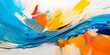 Vivid Abstract Paint Swirls in Blue, Orange, and Yellow Hues