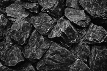Poster - Detailed black and white photo of a rock wall. Suitable for backgrounds or textures