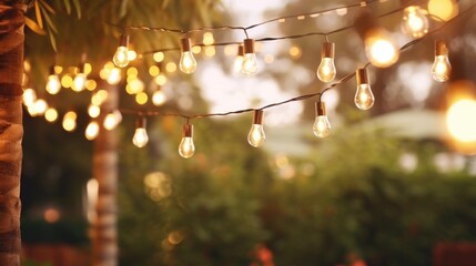 Aufkleber - A string of light bulbs hanging from a tree, ideal for festive decorations