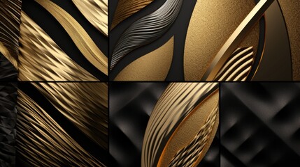 Poster - A collection of four different images featuring gold and black colors. Perfect for adding a touch of elegance and sophistication to your projects