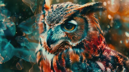 Poster - Close up shot of an owl with a blurry background. Suitable for various nature themes