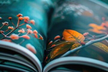 Poster - Picture of a plant on an open book, suitable for educational and botanical themes
