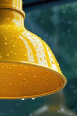 Aufkleber - A detailed view of a yellow light with water droplets, suitable for various design projects