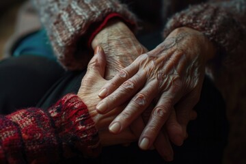Aufkleber - A close-up image of two people holding hands. Perfect for illustrating love and unity