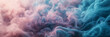 Close-up image revealing the intricate patterns of smoke tendrils in hues of turquoise and azure against a canvas of dusky pink.