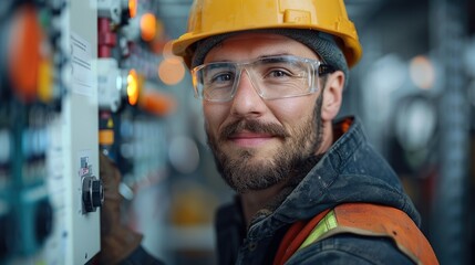 Fototapete - Electrician at work. Generative AI.