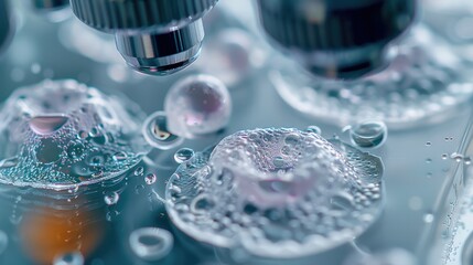 Poster - Close up of cells. health science. virus in the microscope. Generative AI.