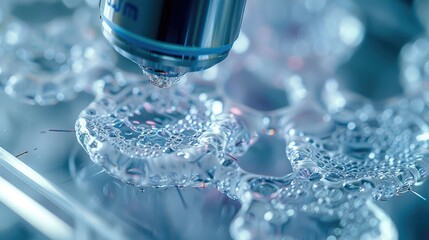 Poster - Close up of cells. health science. virus in the microscope. Generative AI.