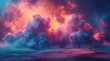 Mystic clouds in vibrant hues, ethereal atmosphere, in the style of light turquoise and dark violet
