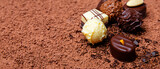Fototapeta Kwiaty - chocolate background with group of  pralines