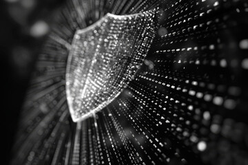 Poster - A black and white image of a shield surrounded by numbers