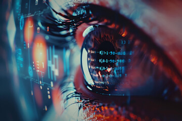 Poster - A close up of a person 's eye with numbers on it