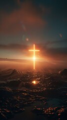 Wall Mural - good friday cross background with sun flare