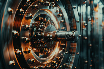 Poster - A close up of a vault door with a key in it