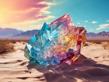 large crystal in the desert

