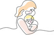 Happy Mother day card. Mother kissing baby.