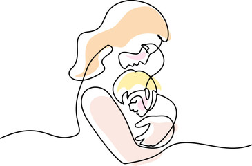 Wall Mural - happy mother day card. mother kissing baby.