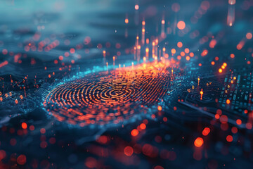 Poster - A computer generated image of a fingerprint on a circuit board