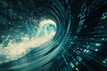 Leinwandbilder - A computer generated image of a wave in a tunnel