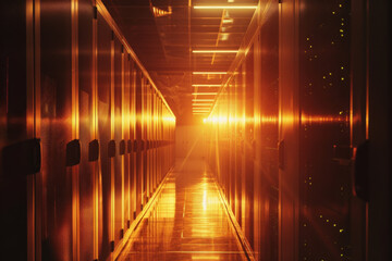 Poster - A hallway with a lot of servers in it