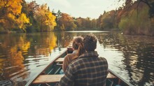 A Couple On A Romantic Boat Ride In A Serene Lake
