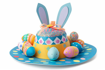 Poster - A cute handmade Easter bonnet hat covered with easter decorations